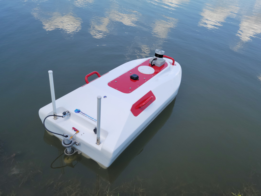 One of the SimpleUnmanned Autonomous ROS Boats with Ouster LiDAR